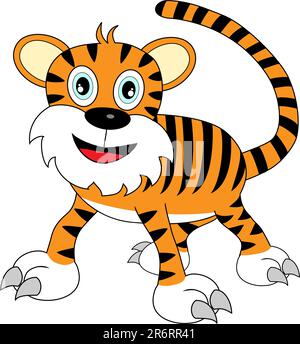 Illustration of A Cute Happy Looking Cartoon Tiger Stock Vector