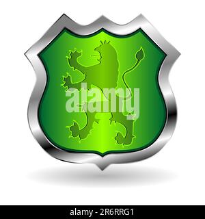 Ornamental shield with lion over white Stock Vector