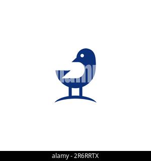 Bird Logo Design. Blue Bird. Bird Kids Icon Stock Vector