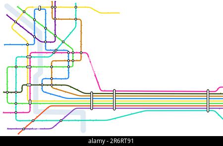 Editable vector map of a generic subway system with copy space Stock Vector