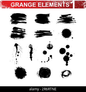 grunge blots and brush strokes. Vector illustration. Stock Vector