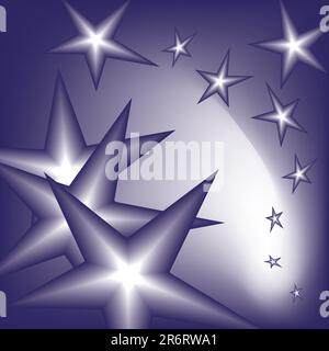 falling stars from the sky in blue Stock Vector