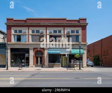 Historic brick and stone building in downtown Medicine Hat, Alberta, Canada Stock Photo