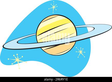 Retro Planet Saturn is part of a complete set of Solar System planet for download. Stock Vector
