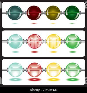 glowing beads on white from dark to light in three rows usable as web button Stock Vector