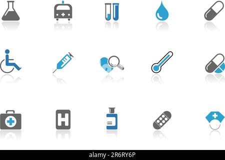 Healthcare and Pharma icons blue for your website Stock Vector