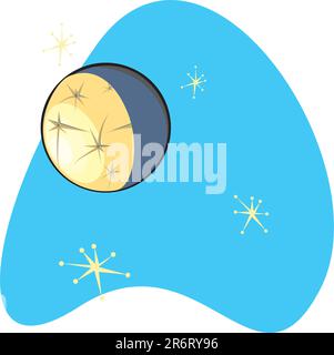 Retro Planet Mercury is part of a complete set of Solar System Planets for download. Stock Vector