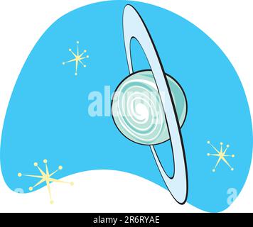 Retro Planet Uranus is part of a complete set of Solar System planet for download. Stock Vector