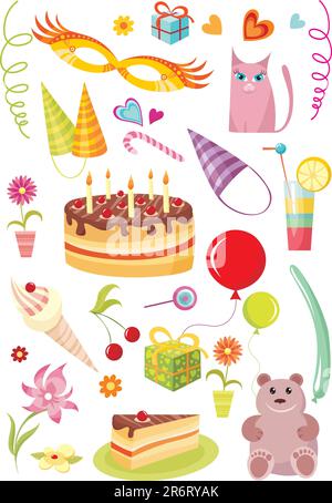 happy birthday set Stock Vector