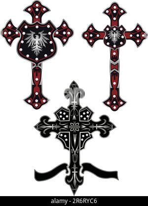 religion cross design in different style Stock Vector