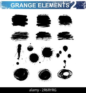 grunge blots and brush strokes. Vector illustration. Stock Vector