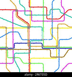 Seamless editable vector tile of a generic subway map Stock Vector