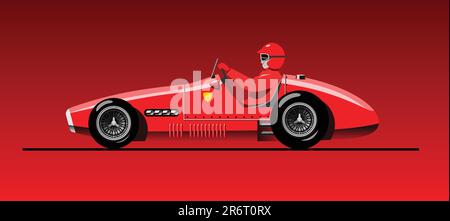 Formula 1 red racing car side view vector icon. Championship one ...