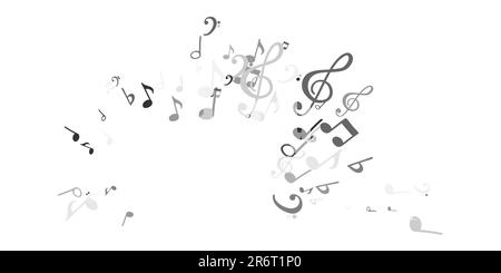 Wavy pattern of flying musical notes. Musical symbols for banner of ...