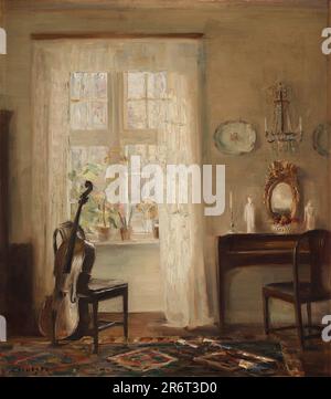 Interior with a Cello. Museum: PRIVATE COLLECTION. Author: Carl Holsøe. Stock Photo