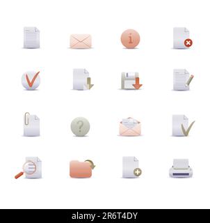 Vector illustration ? set of elegant simple icons for common computer functions Stock Vector