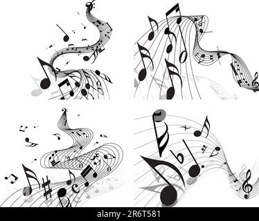 Vector musical notes staff backgrounds set for design use Stock Vector