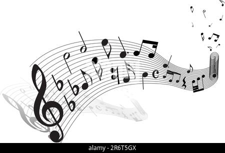 Musical notes staff theme for use in web design Stock Vector