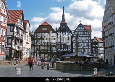 Fritzlar market place, Hesse, Germany Stock Photo