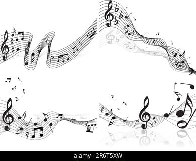 Vector musical notes staff backgrounds set for design use Stock Vector