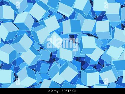 Vector illustration of style blue seamless background made of many funky cubes Stock Vector