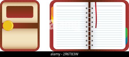 Leather organizer/notebook with colored tabs. Add your text Stock Vector