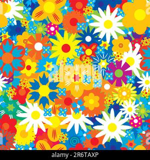 Seamless abstract flowers background. Vector illustration. Stock Vector