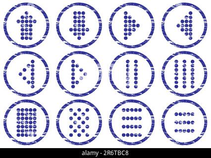 Matrix symbols icon set. Grunge. White - dark blue palette. Vector illustration. Stock Vector