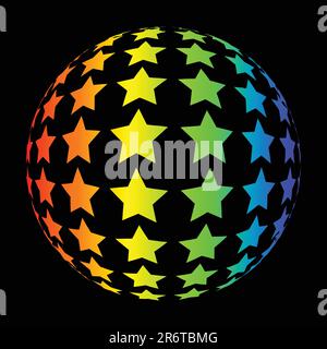 halftone retro party background with disco ball, illustration Stock Vector