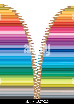 Bright colored pencil background.  Please check my portfolio for more stationery illustrations. Stock Vector