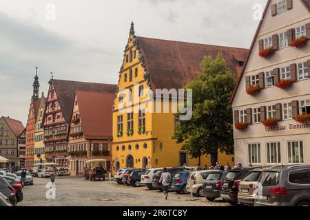 DINKELSBUHL, GERMANY - AUGUST 29, 2019: Medieval houses in Dinkelsbuhl, Bavaria state, Germany Stock Photo