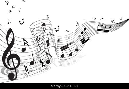 Musical notes staff theme for use in web design Stock Vector