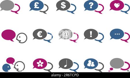 Vector icons pack - Blue-Fuchsia Series, baloon collection Stock Vector