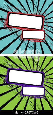 vector grunge sunburst with label and scattered brushes Stock Vector