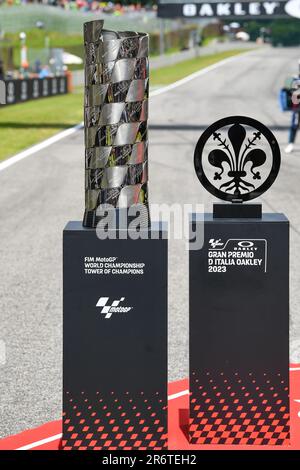 May 29, 2022, Scarperia (FI, Italy: Scarperia (FI), Italy, Mugello  International Circuit, May 29, 2022, MotoGP trophies during Gran Premio  dÃ¢â‚¬â„¢Italia Oakley Race - MotoGP World Championship. (Credit Image: ©  Alessio Marini/LPS