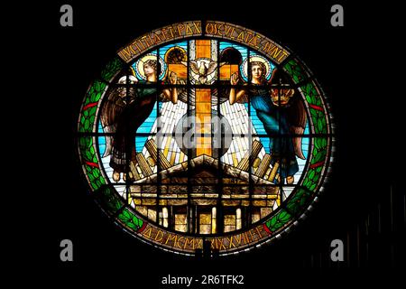 Rose window of the Cathedral, Pescara, Italy Stock Photo