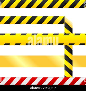 Caution or cuidado warning tape. Tape is blank so custom text can be inserted. Tape is seamless, and one version includes a corner so that it may b... Stock Vector