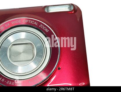 Close up of vintage camera isolated on white background Stock Photo