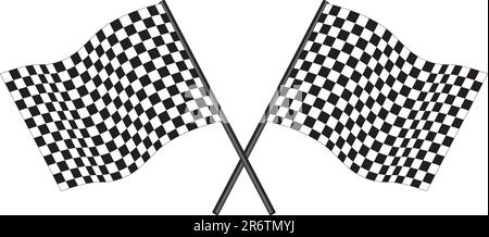 Black and white checked racing flag. Vector illustration. Stock Vector
