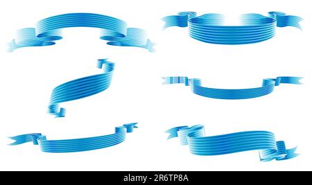 Vector illustration of blue blanked bows, ribbons and banners With Space for Text Stock Vector