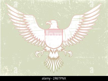 Vector illustration of coat-of-arms bird - Medieval Eagle of my own design in Grunge style Stock Vector