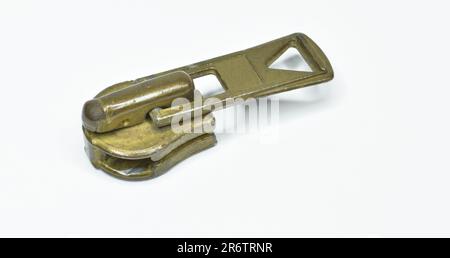 Zip Slider and Puller isolated on gray background Stock Photo
