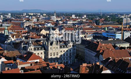 Old town, city hall, view from Schlossberg, Graz, Styria, Austria Stock Photo