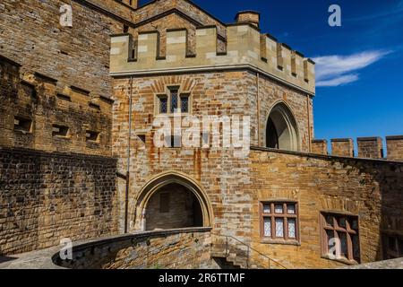 Gate of Hohenzollern Castle in the state of Baden-Wuerttemberg, Germany Stock Photo