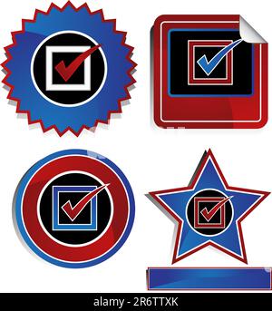 Set of 3D patriotic icons - check mark. Stock Vector