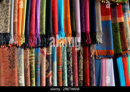 Egyptian scarves, Luxor market, Luxor, Scarf, Egypt Stock Photo