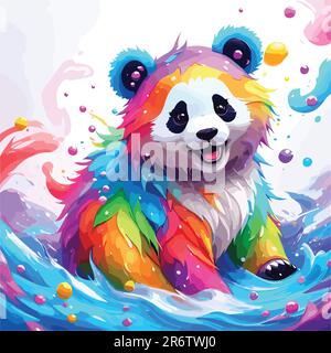 vector art of colorful panda . isolated in white background.  Stock Vector