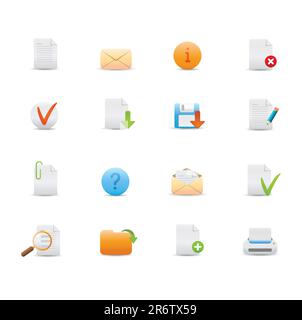 Vector illustration ? set of elegant simple icons for common computer functions Stock Vector