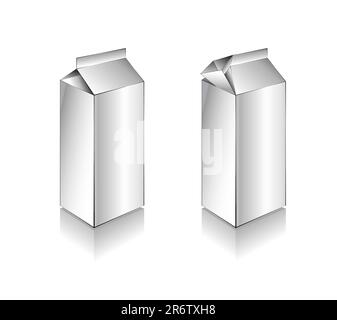 Three Dimensional Milk Box with, shadow and reflections Stock Vector