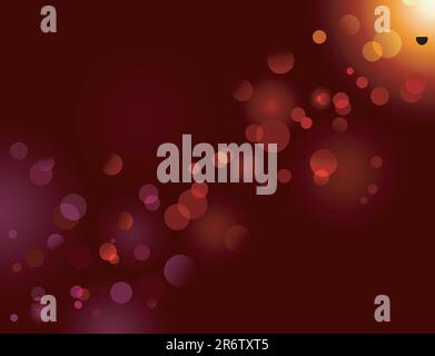 Magic sparkle, light dots on black background with copy space. Vector bokeh effect. Use of blends, no radial gradients. Stock Vector